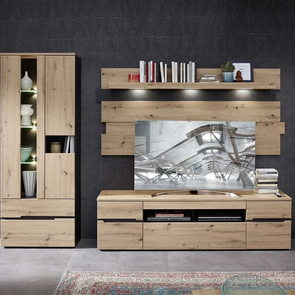 Wohnzimmer TV Anbauwand in Wildeiche - Kuetra (dreiteilig)