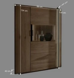 Wohnzimmer Vitrine aus Asteiche mit Metall - Clenza I