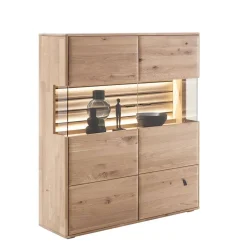 Wohnzimmer Vitrinenschrank in Asteiche Hell - Azzurian