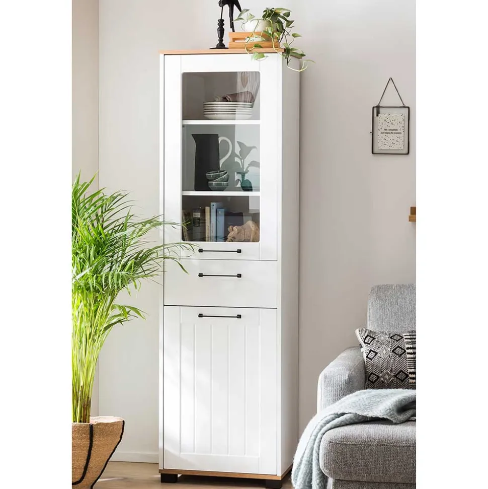 Wohnzimmer Vitrinenschrank in Weiß - Cabinda