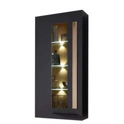 Wohnzimmer Wandvitrine in Dunkelgrau - Svanjon