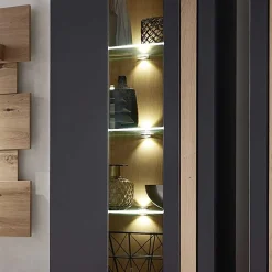 Wohnzimmer Wandvitrine in Dunkelgrau - Svanjon