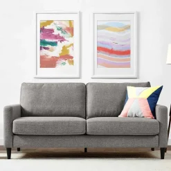 Wohnzimmercouch in Hellgrau Stoffbezug - Katja