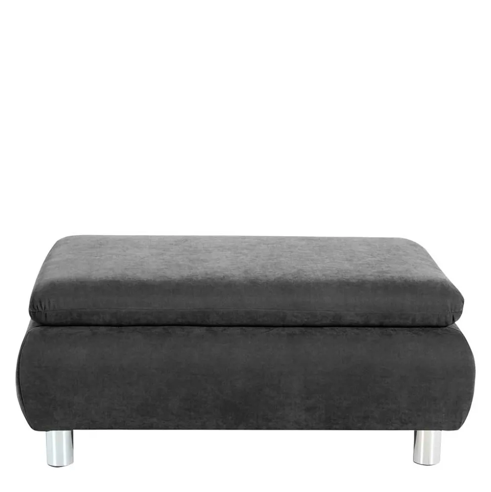 Wohnzimmerhocker in Anthrazit mit Chrom - Venezia