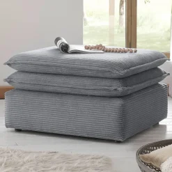 Wohnzimmerhocker in Anthrazit Breitcord - Ruffos