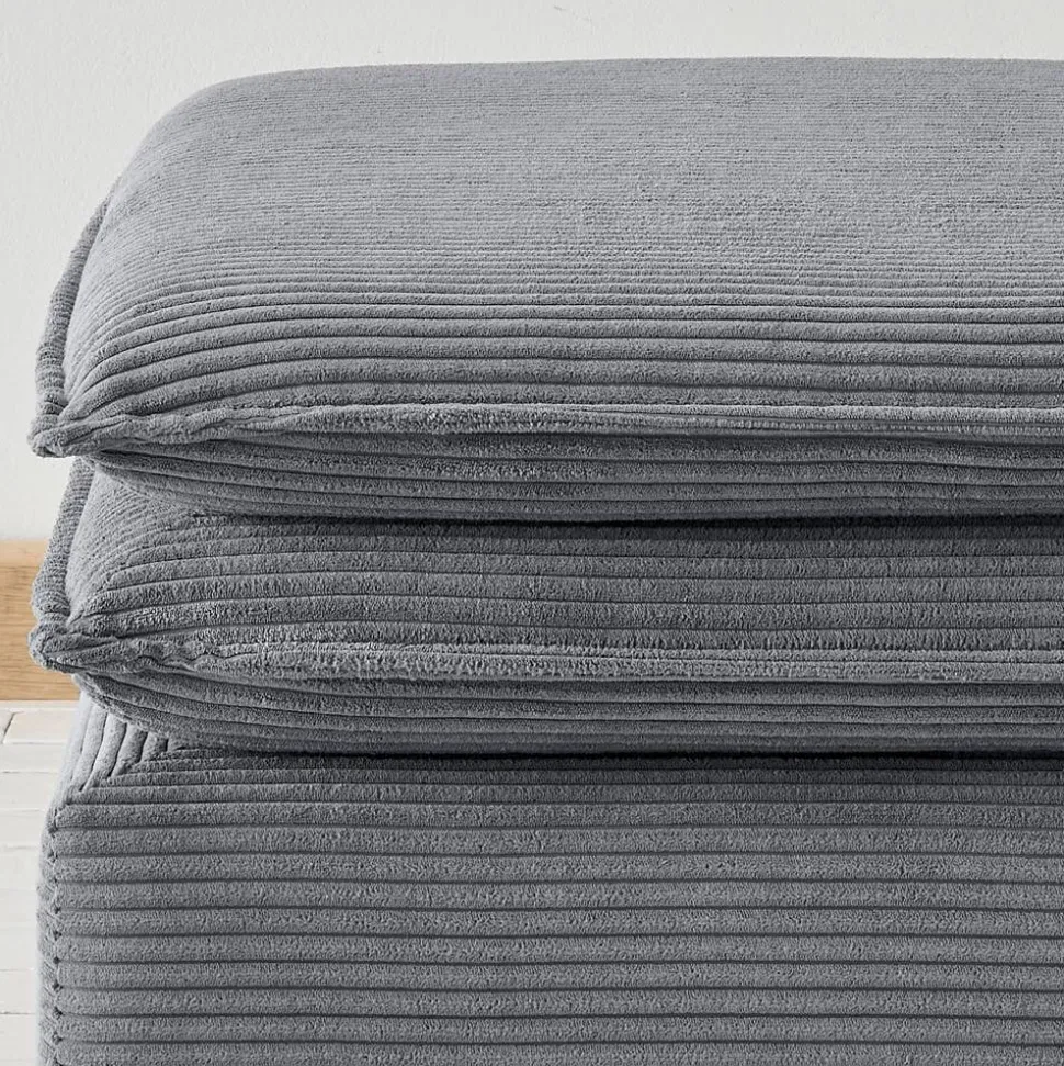 Wohnzimmerhocker in Anthrazit Breitcord - Ruffos