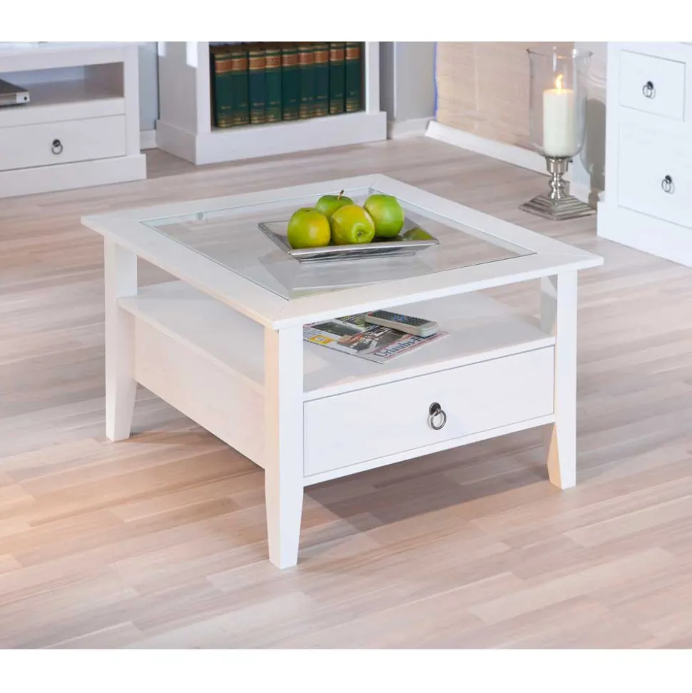 Wohnzimmermöbel Set Rosanna in Weiß (vierteilig)