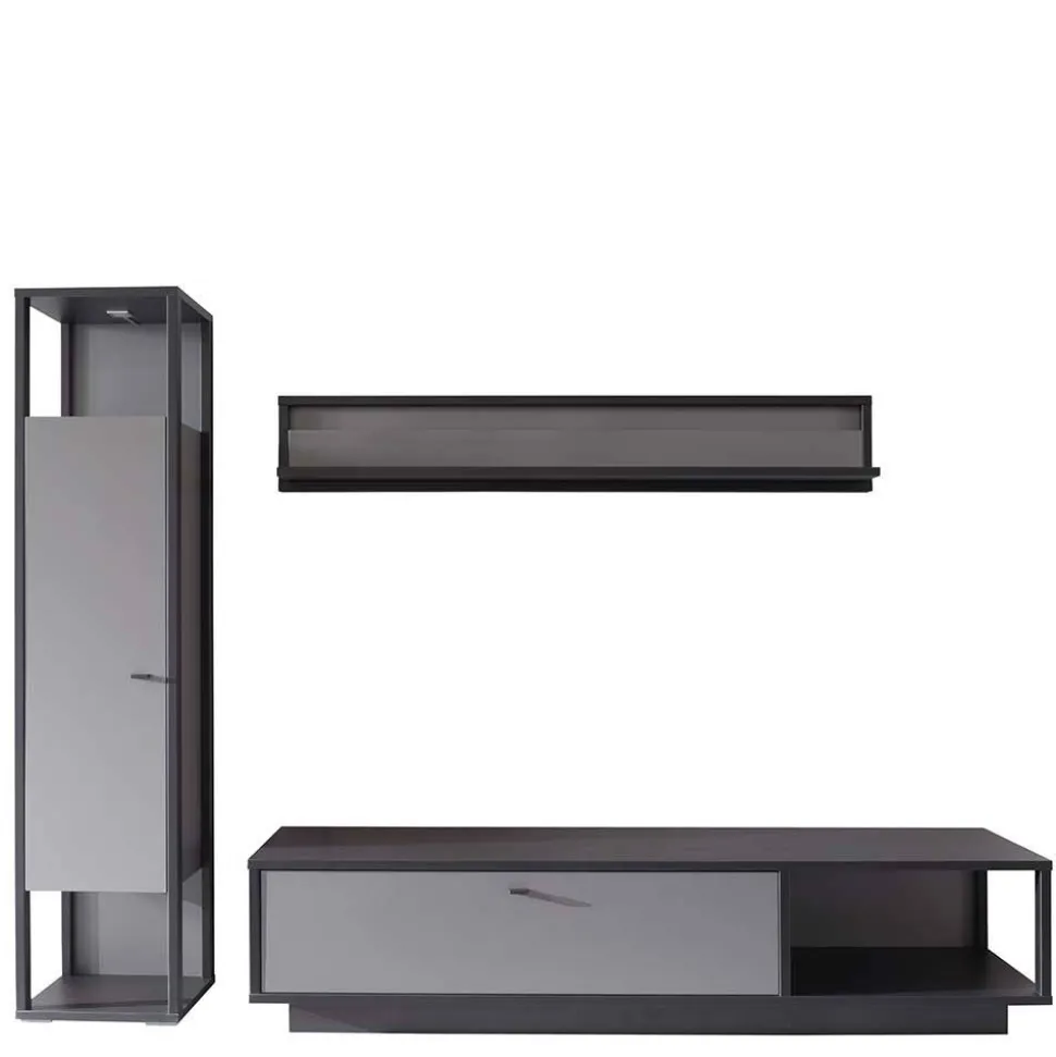 Wohnzimmermöbel TV Wand in Grau - Ridona (dreiteilig)