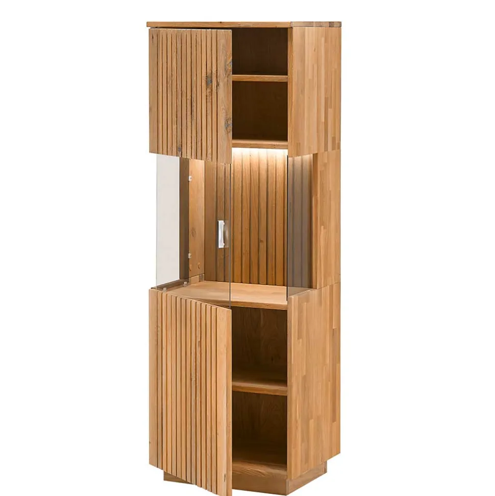 Wohnzimmerschrank in Wildeiche Bianco mit Glas - Nelsons