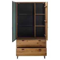 Wohnzimmerschrank mit Glas Einsatz - 100x186x38 - Flacona