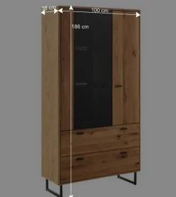 Wohnzimmerschrank mit Glas Einsatz - 100x186x38 - Flacona