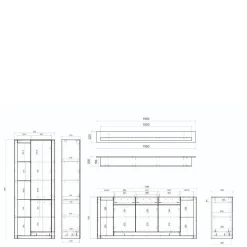 Wohnzimmerschränke und Wandboard Set - Adejano (dreiteilig)