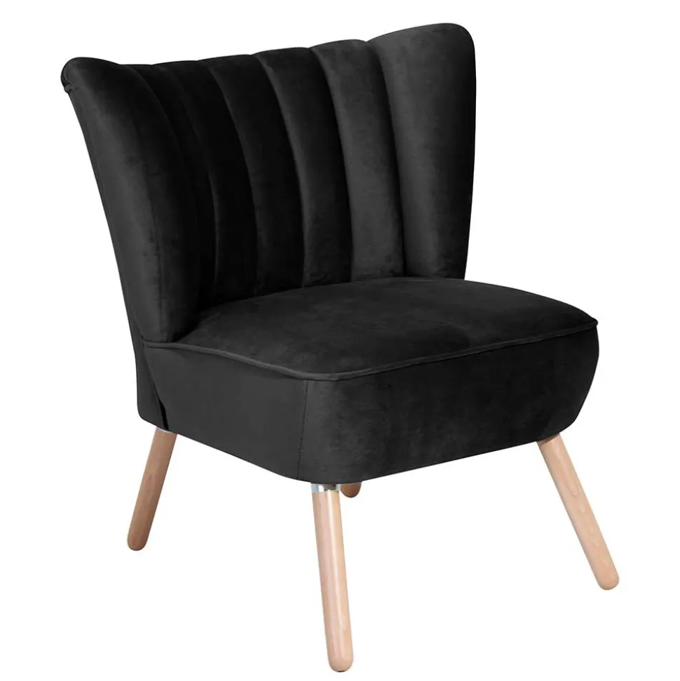 Wohnzimmersessel in Schwarz Samtvelours - Vulias