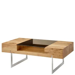 Wohnzimmertisch aus Rauchglas und Asteiche Furnier - Valjita