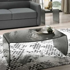 Wohnzimmertisch aus Rauchglas mit Struktur - Crimas