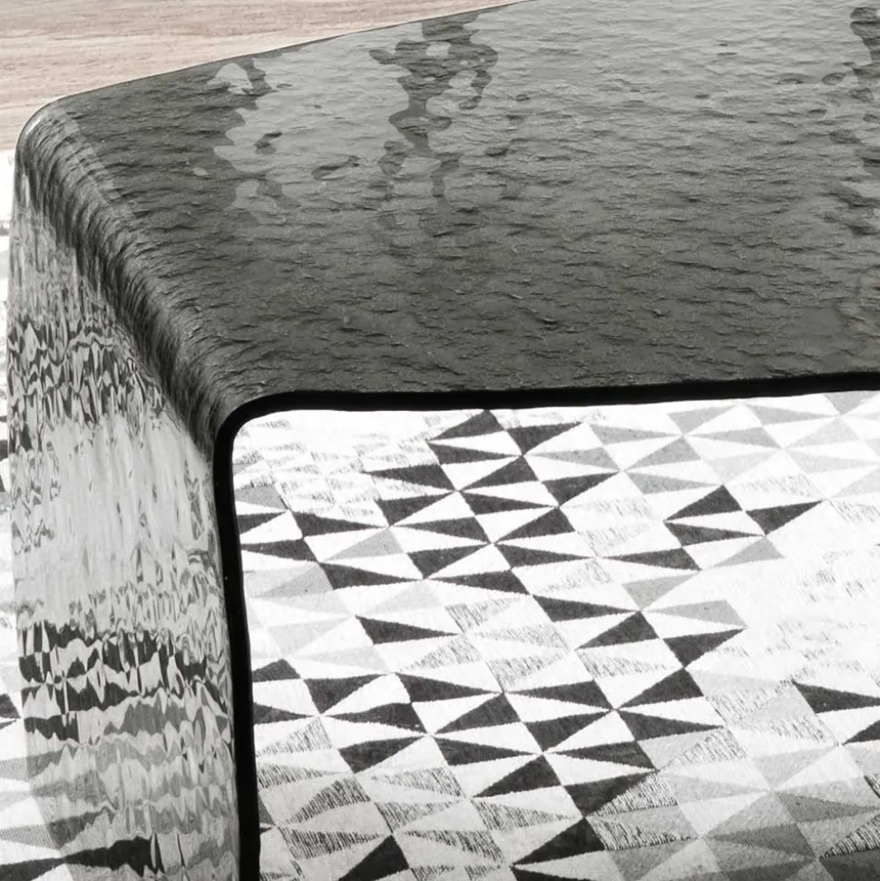 Wohnzimmertisch aus Rauchglas mit Struktur - Crimas