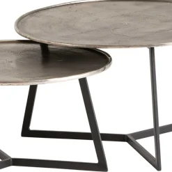 Wohnzimmertisch Duo in Schwarz Nickel - Grodasso (zweiteilig)