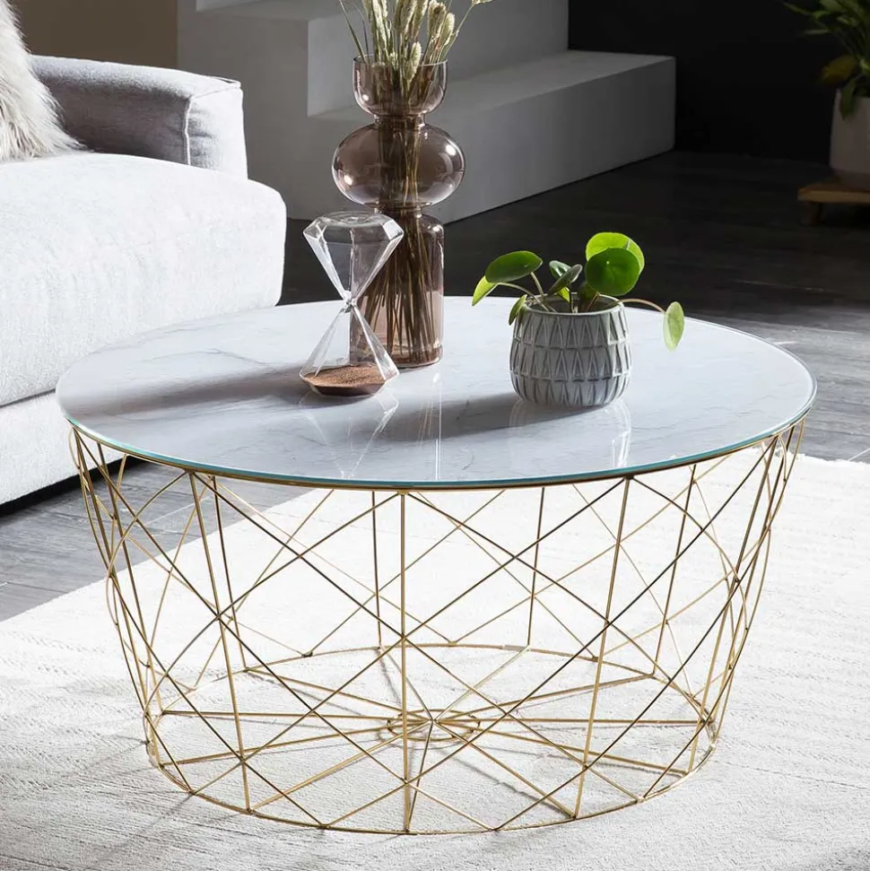 Wohnzimmertisch in Marmoroptik & Gold - Tocachy