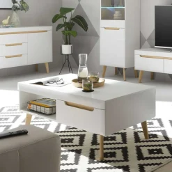 Wohnzimmertisch in Weiß und Eiche - Ginko