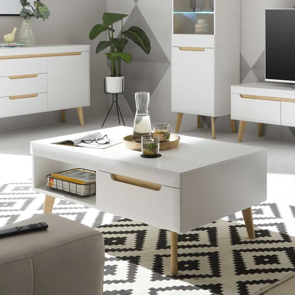Wohnzimmertisch in Weiß und Eiche - Ginko