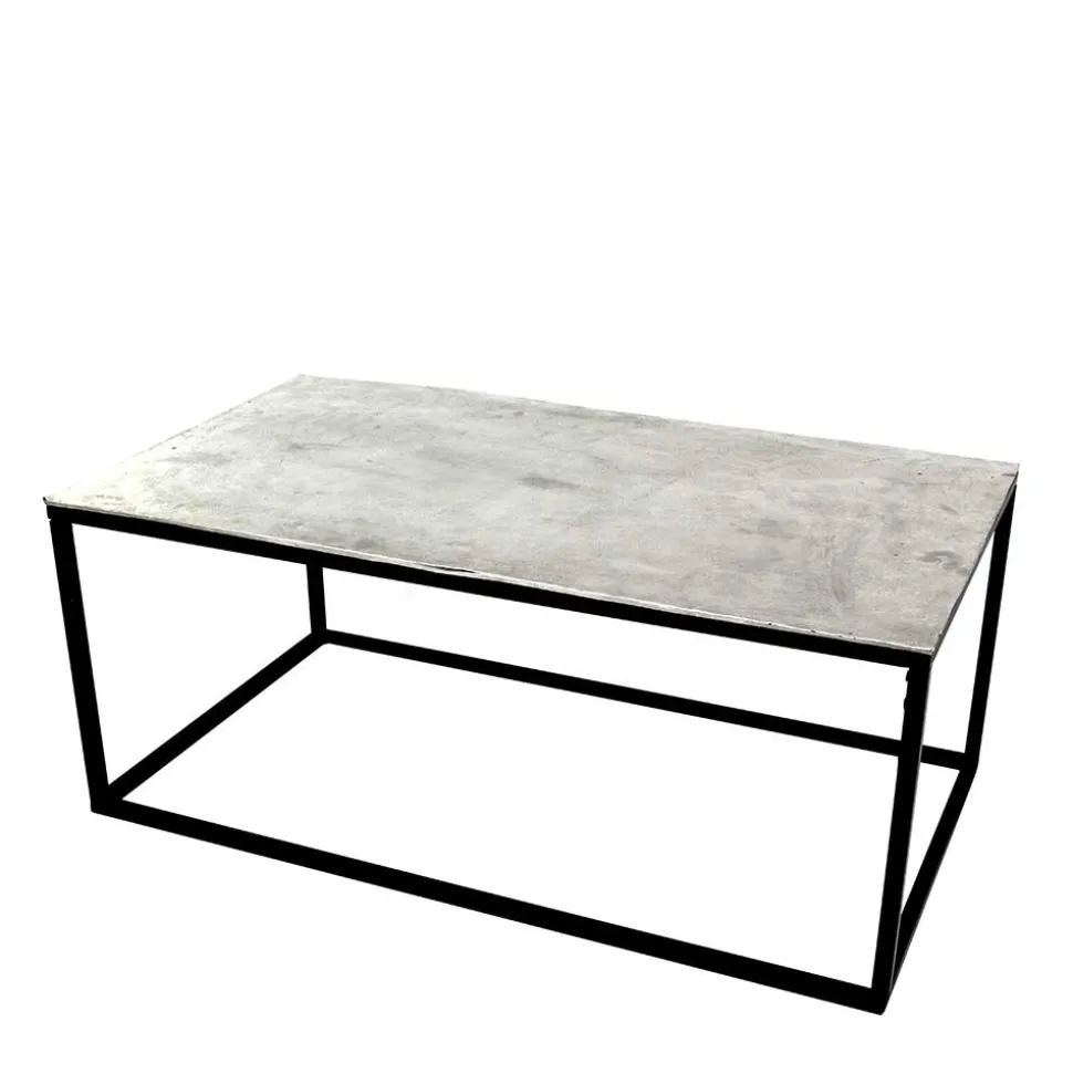 Wohnzimmertisch mit Alu Platte in Silber - Magura