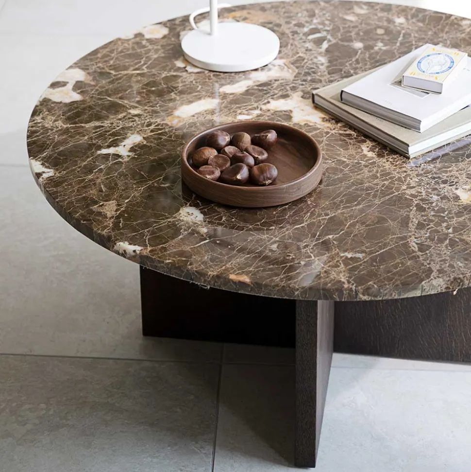 Wohnzimmertisch mit Marmorplatte in Braun - Farizio
