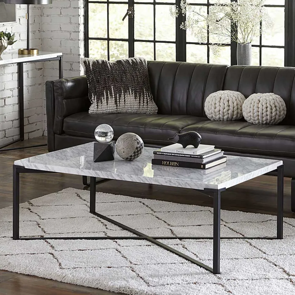 Wohnzimmertisch mit Marmorplatte Weiß Grau - Ignacios