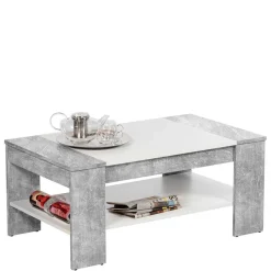 Wohnzimmertisch mit Schublade & Ablage in Beton NB - Cadylica