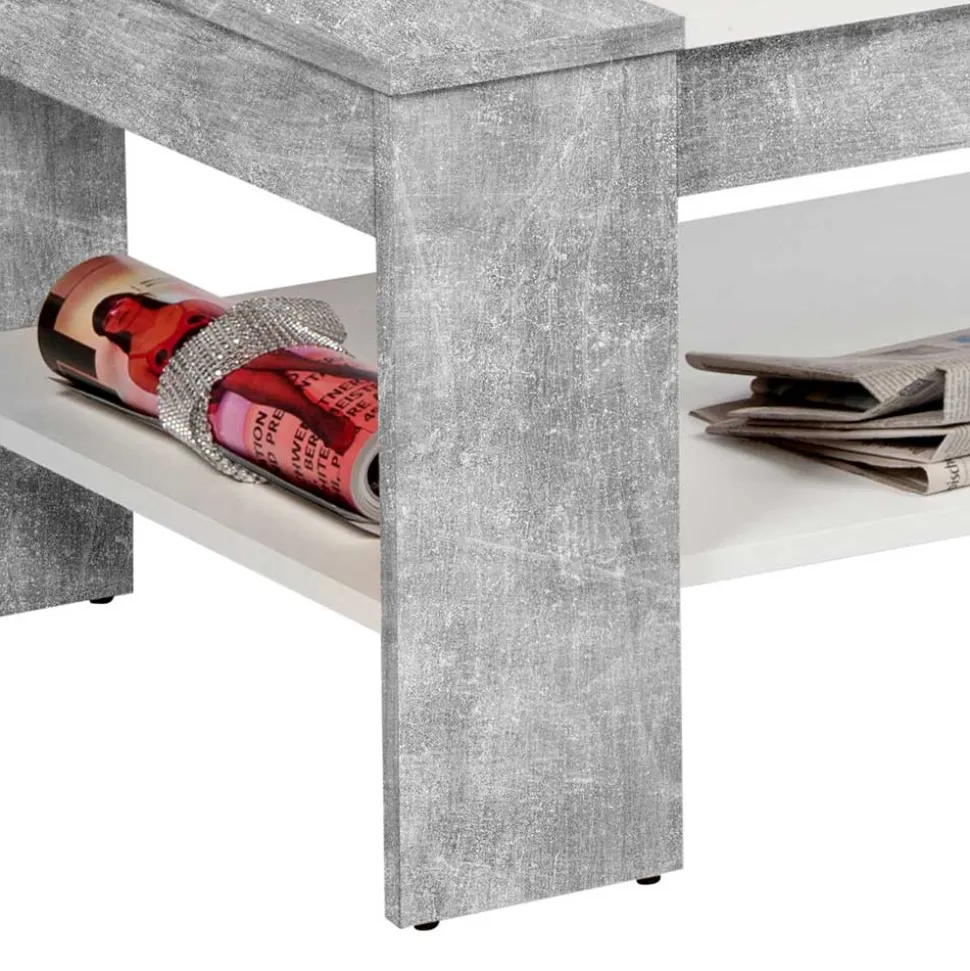 Wohnzimmertisch mit Schublade & Ablage in Beton NB - Cadylica