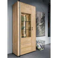 Wohnzimmervitrine aus Asteiche Massivholz - Clenza