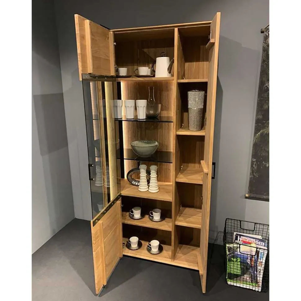 Wohnzimmervitrine aus Asteiche Massivholz - Clenza