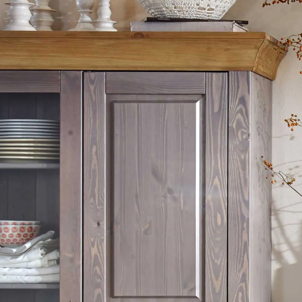 Wohnzimmervitrine Cempino in Grau