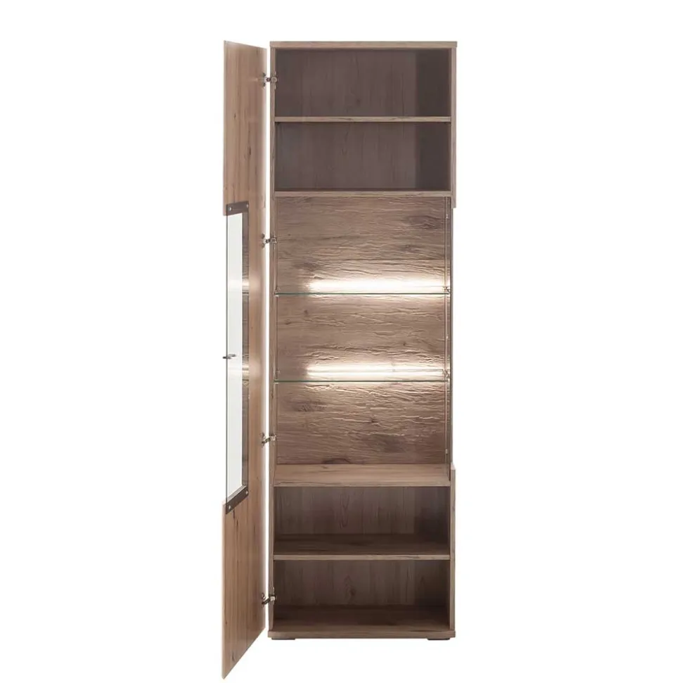 Wohnzimmervitrine in Wildeiche Holzoptik - Comrinaca