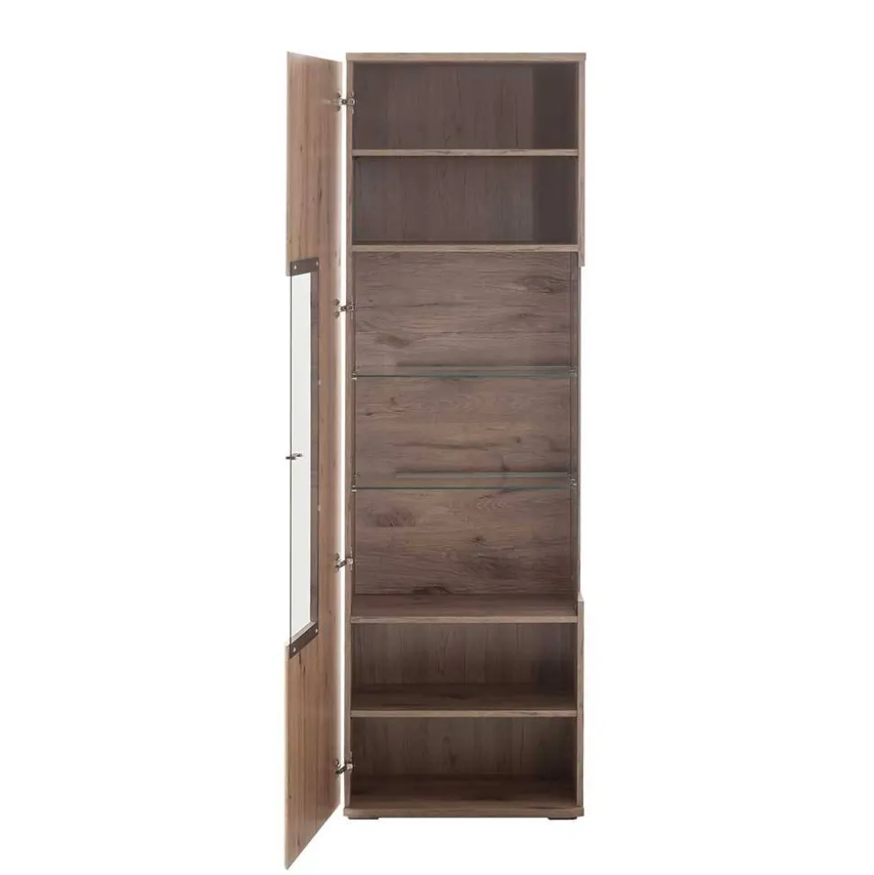 Wohnzimmervitrine in Wildeiche Holzoptik - Comrinaca