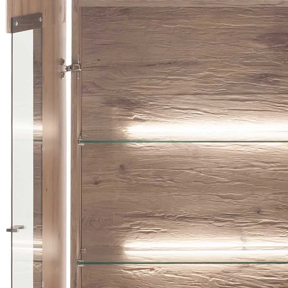 Wohnzimmervitrine in Wildeiche Holzoptik - Comrinaca