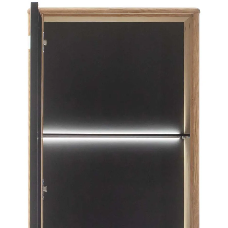 Wohnzimmervitrine in Wildeiche & Anthrazit - Flacona