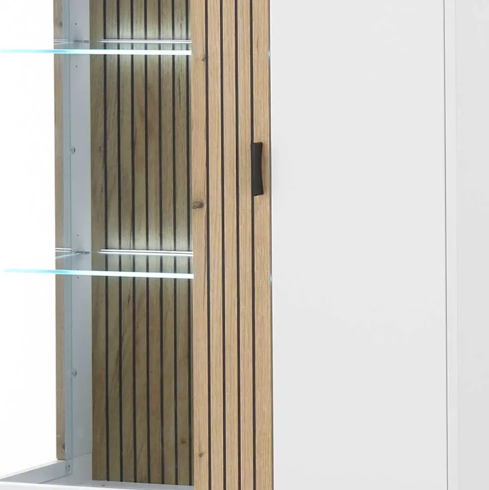 Wohnzimmer-Vitrinenschrank zweifarbig - Nenaloro