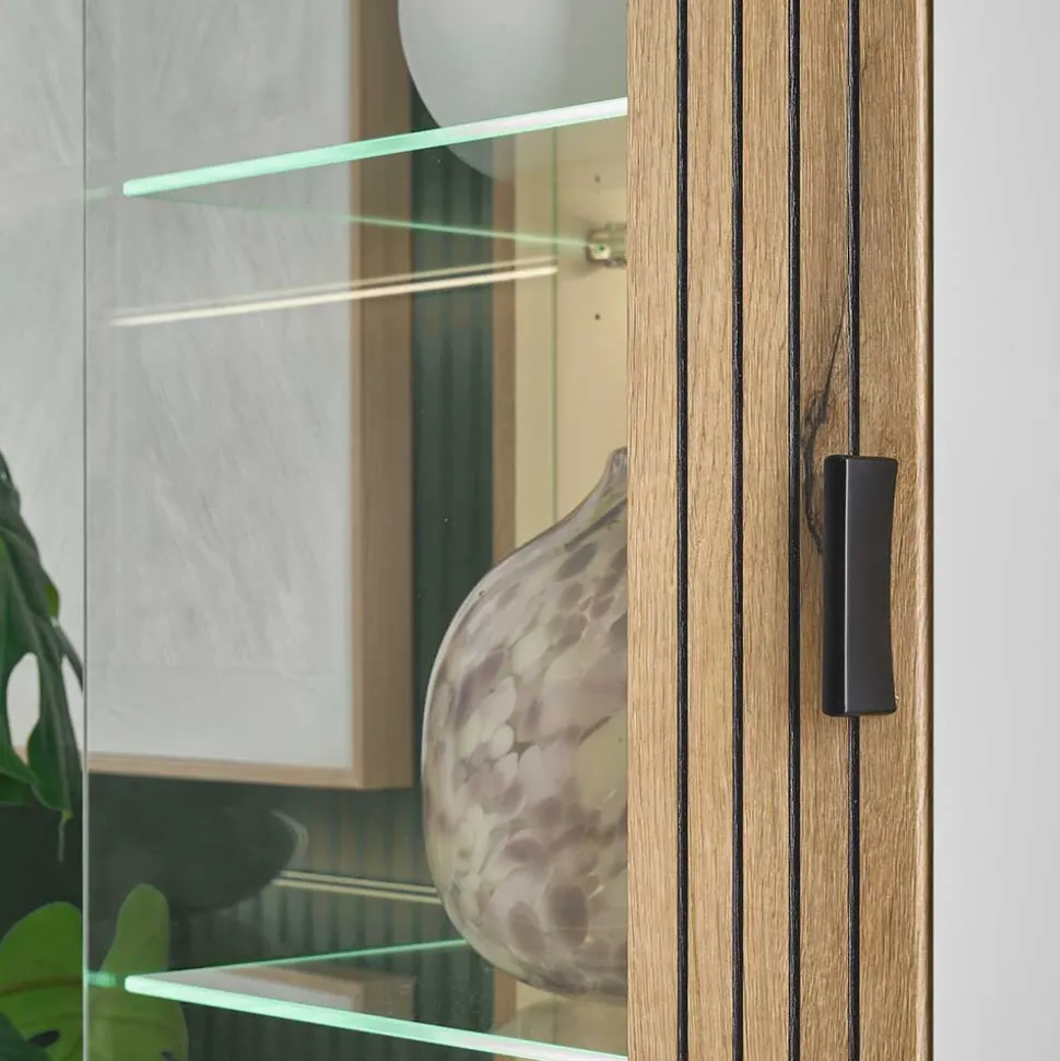 Wohnzimmer-Vitrinenschrank zweifarbig - Nenaloro