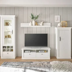 Wohnzimmerwohnwand in weißer Holzoptik Pinie - Liancos (vierteilig)