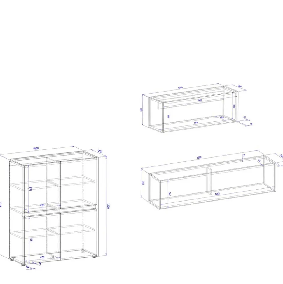 Wohnzimmer-Wohnwand Möbelset - Ahilav (dreiteilig)