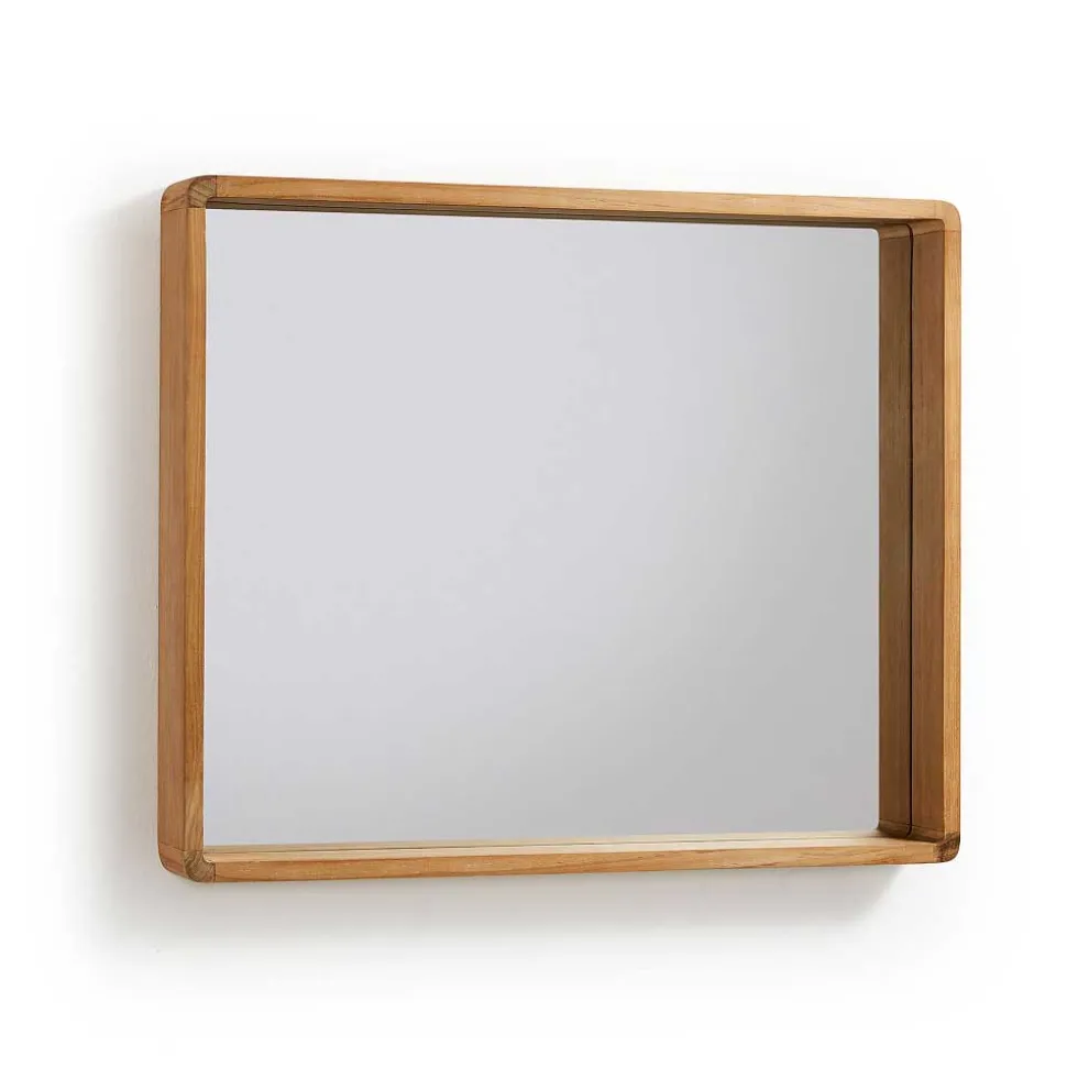 80x65 Badezimmerspiegel mit Teak Holz - Tiranny