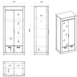 90x200 Bett & Nachttisch & Schrank - Naiavio (dreiteilig)