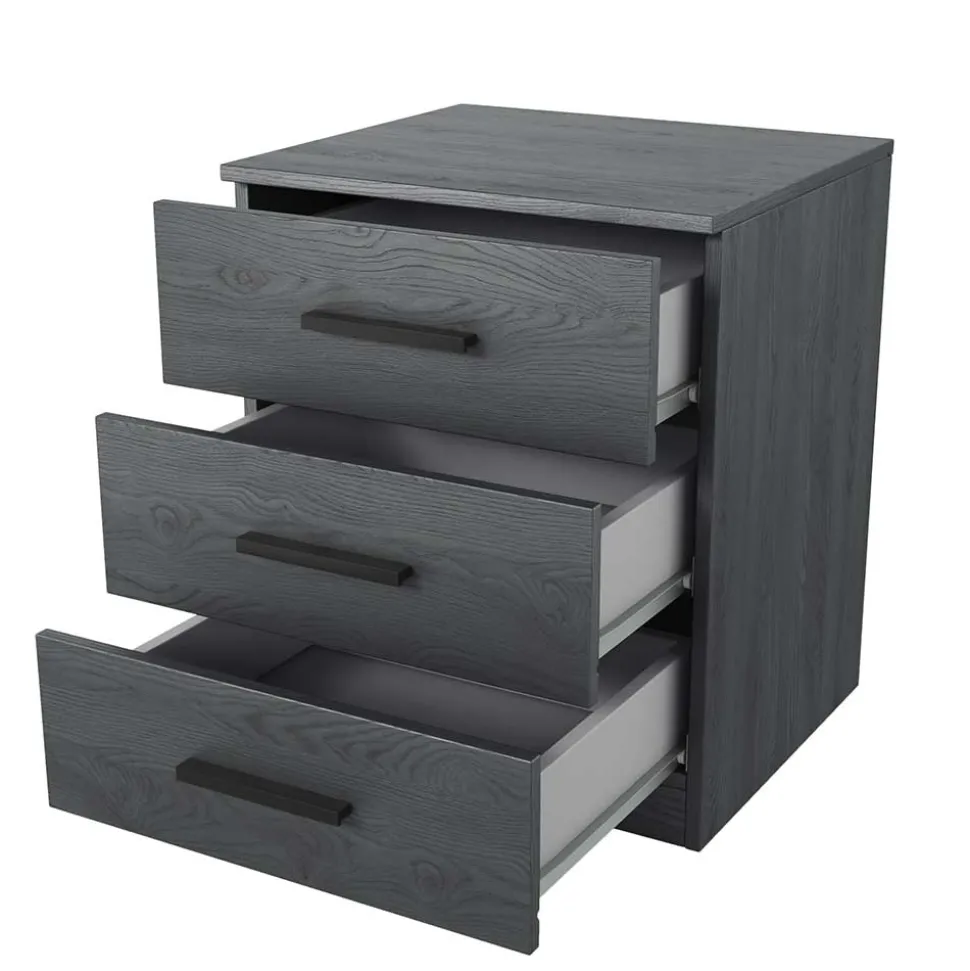 140x200 Bett mit Stauraum in Eiche Grau - Carika