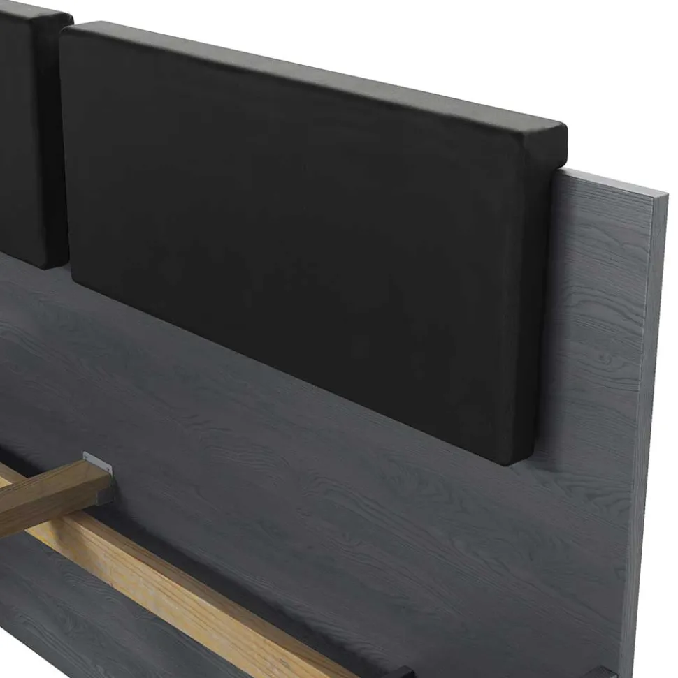 140x200 Bett mit Stauraum in Eiche Grau - Carika