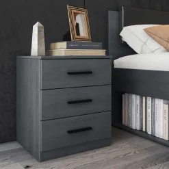 140x200 Bett mit Stauraum in Eiche Grau - Carika