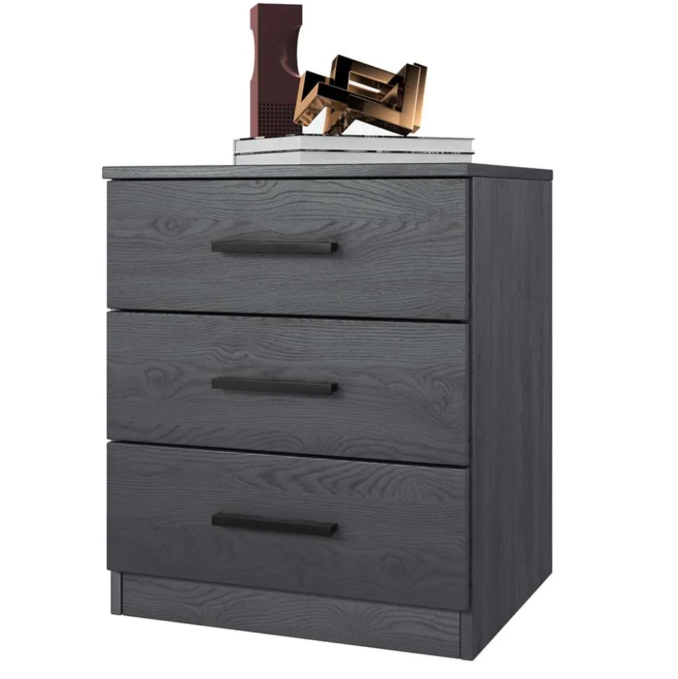 140x200 Bett mit Stauraum in Eiche Grau - Carika