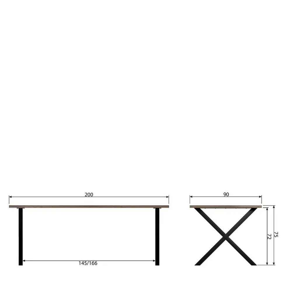 200x90 cm Esszimmertisch in Walnuss Furnier - Athias