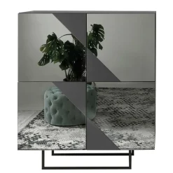 120x140 cm Highboard mit Spiegelglas in Rauchgrau - Razepta