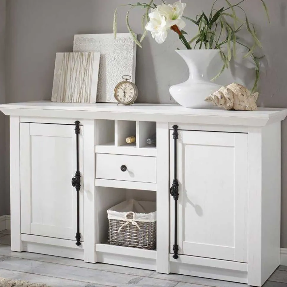 152x83 cm Landhaus Anrichte in Weiß - Chelles