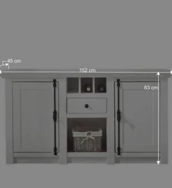 152x83 cm Landhaus Anrichte in Weiß - Chelles
